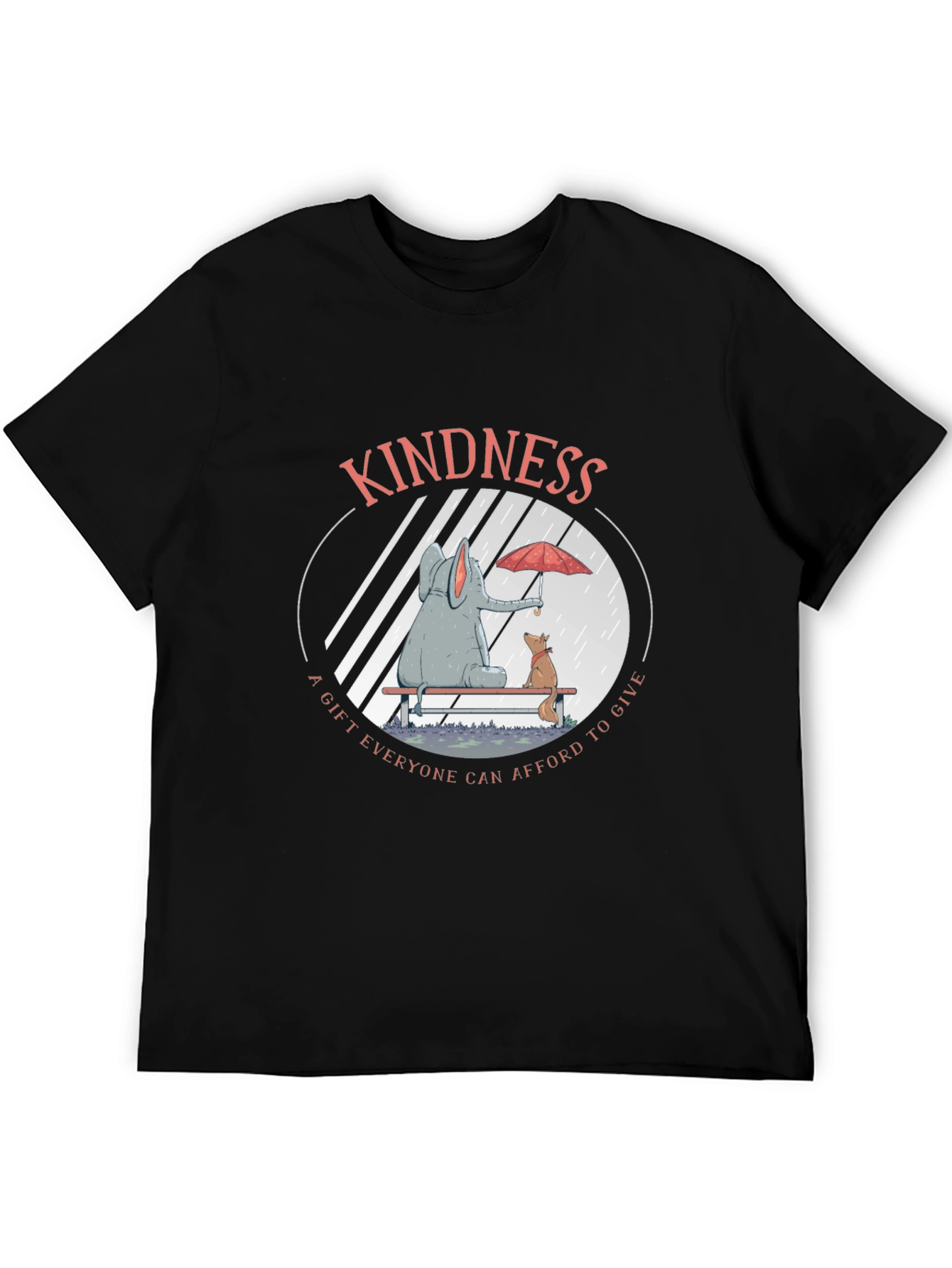 Kindness Graphic Tee: Elephant and Dog in Rain