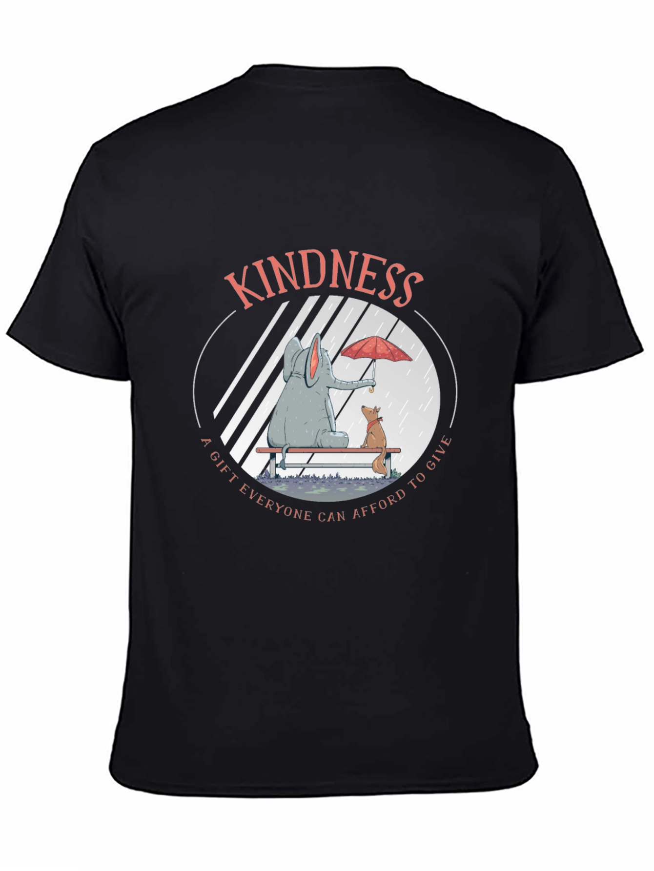 Kindness Graphic Tee: Elephant and Dog in Rain