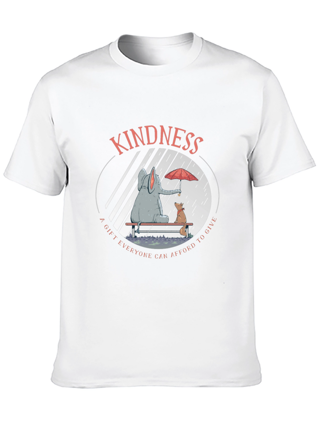 Kindness Graphic Tee: Elephant and Dog in Rain