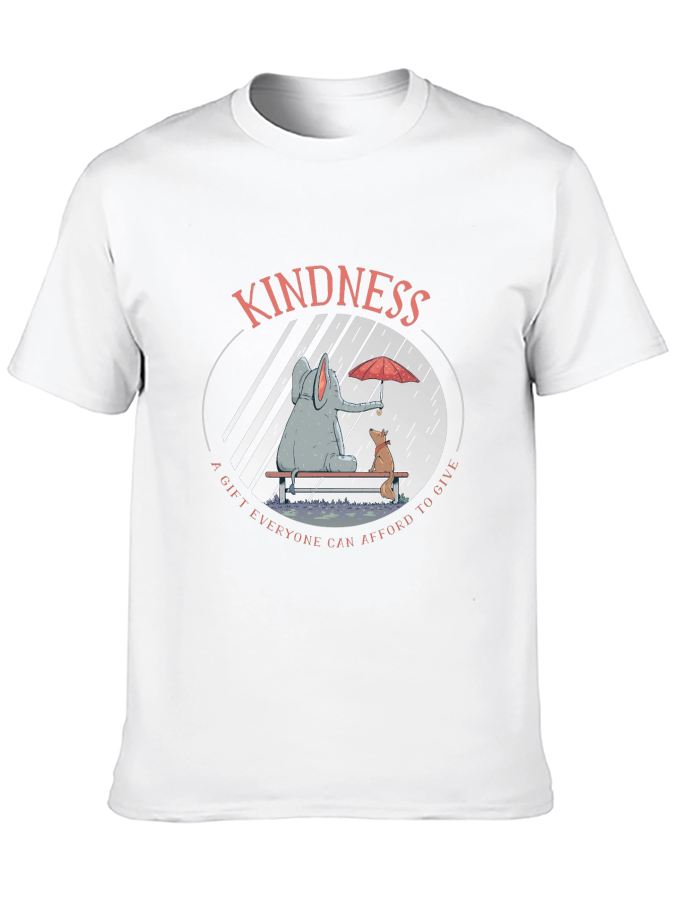 Kindness Graphic Tee: Elephant and Dog in Rain