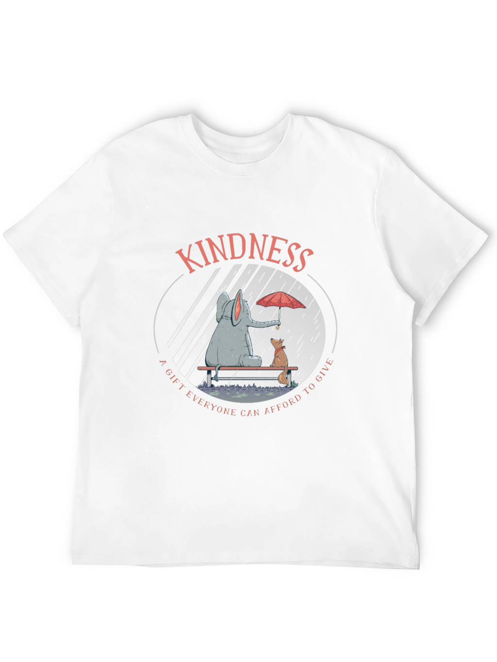 Kindness Graphic Tee: Elephant and Dog in Rain