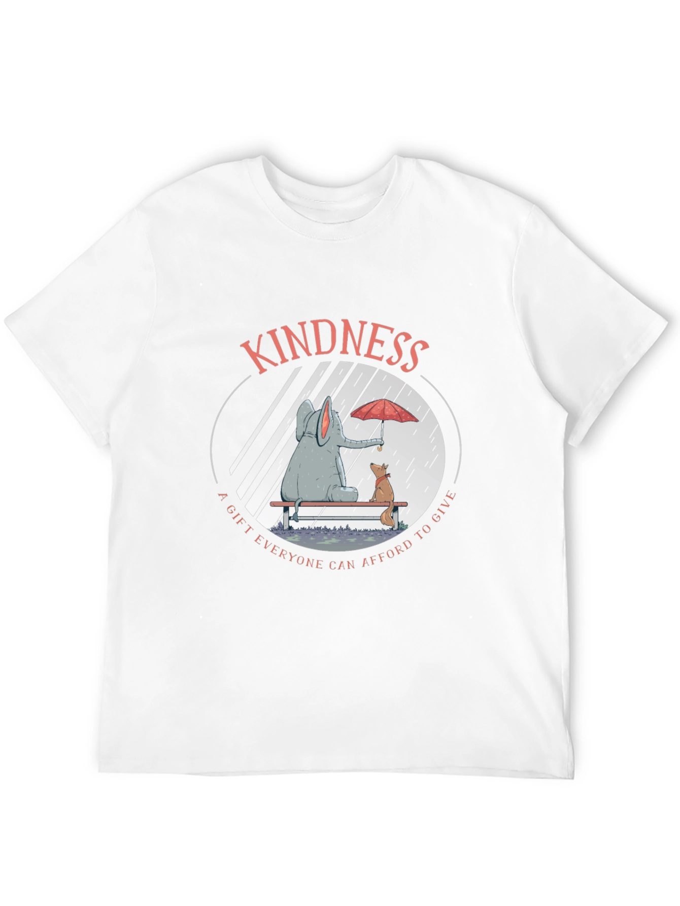 Kindness Graphic Tee: Elephant and Dog in Rain