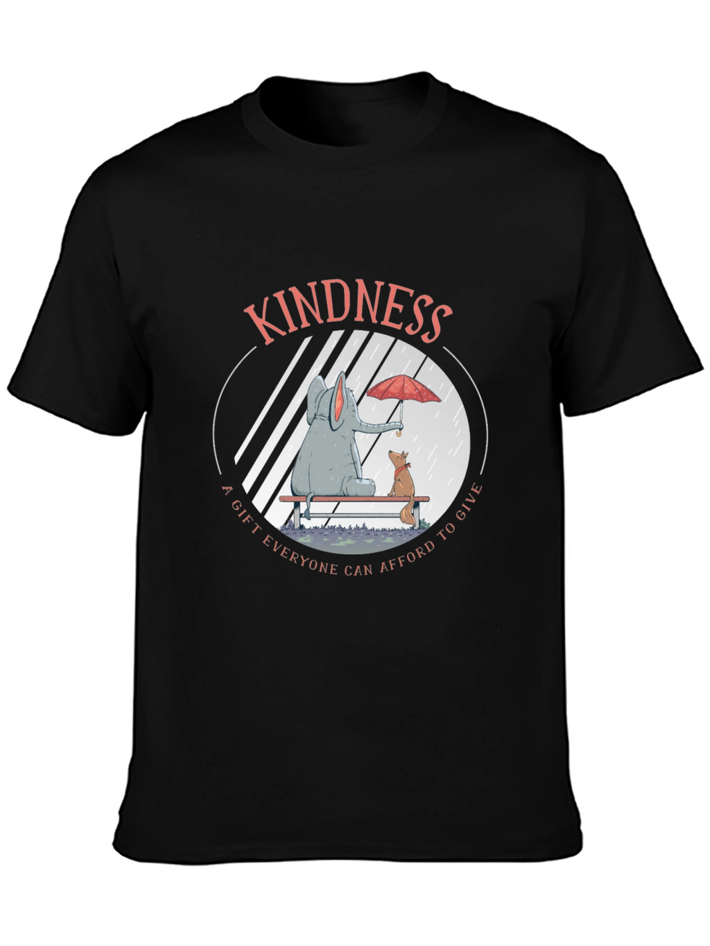 Kindness Graphic Tee: Elephant and Dog in Rain