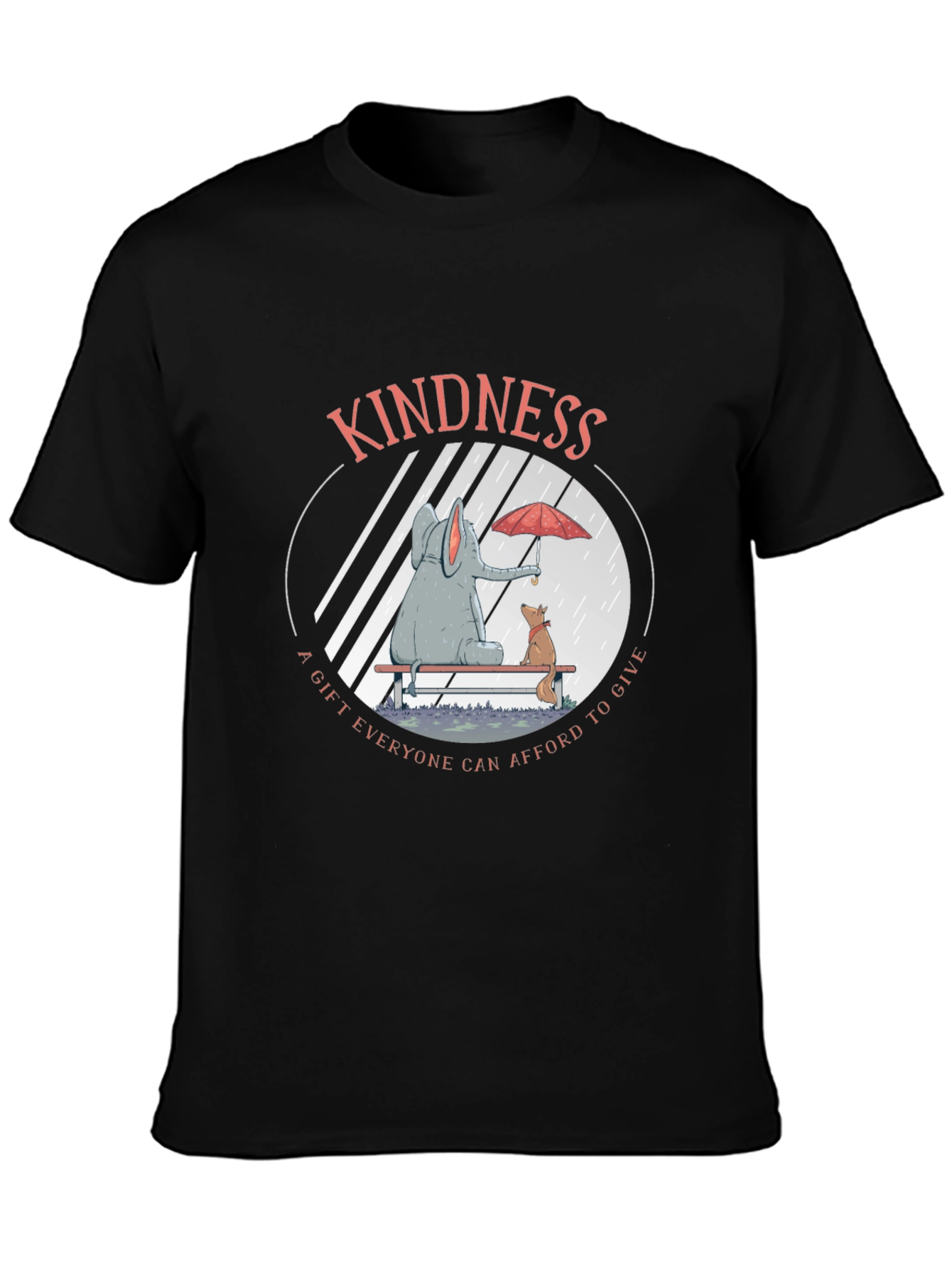 Kindness Graphic Tee: Elephant and Dog in Rain