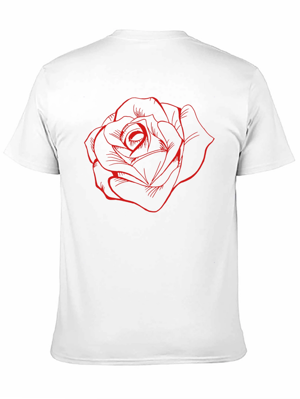 Black T-Shirt with Red Rose Design