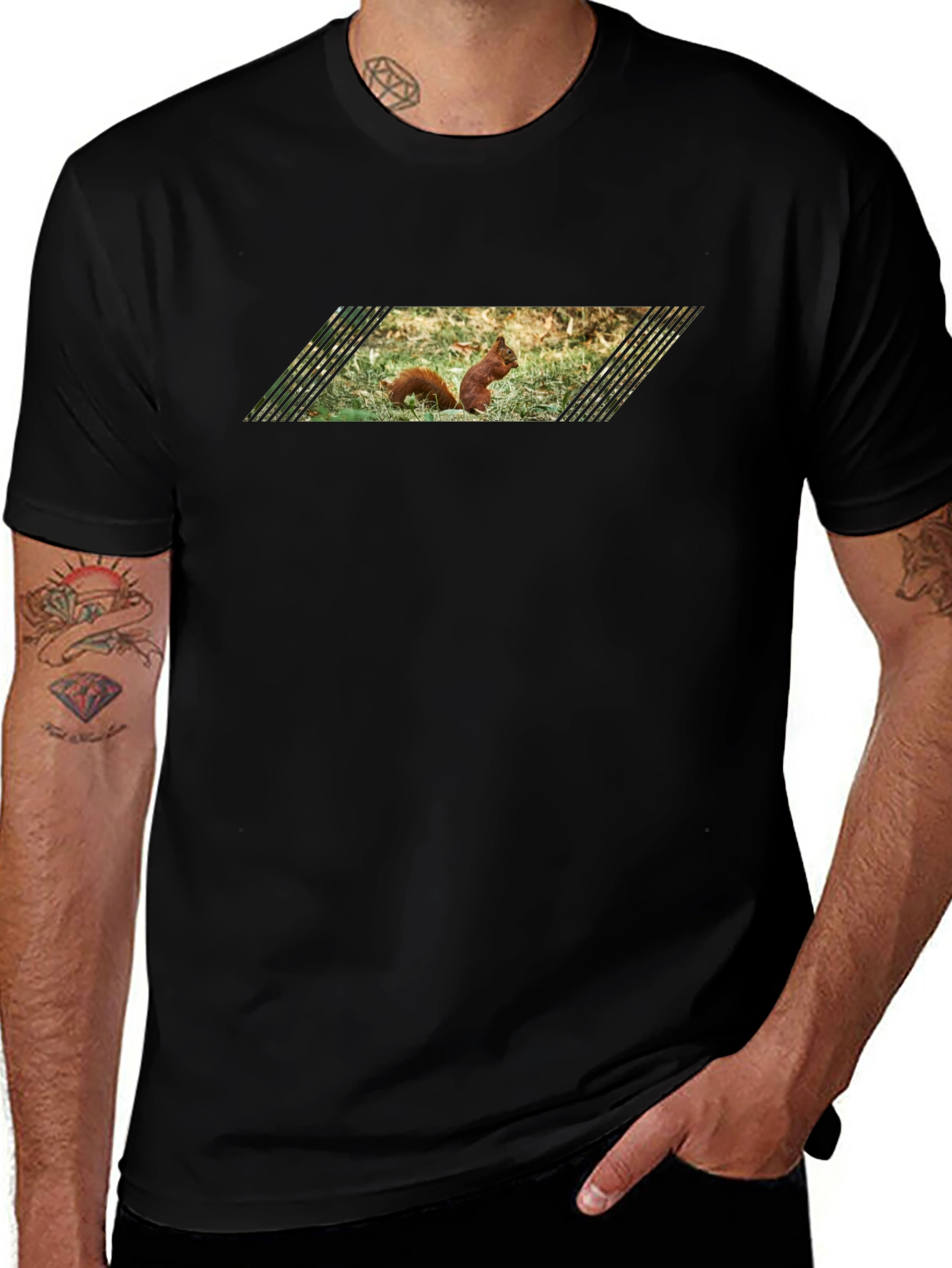 Squirrel Graphic Tee - Black Cotton T-Shirt