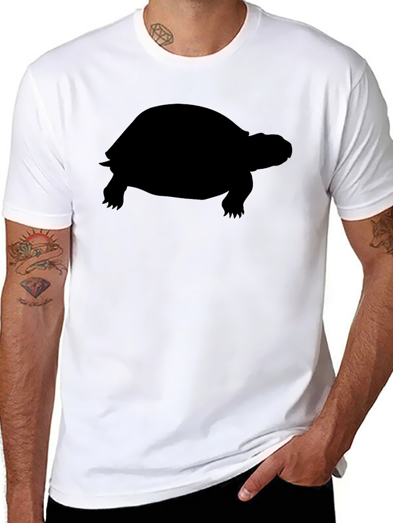 Turtle Silhouette Graphic Tee - Classic Black Cotton T-Shirt