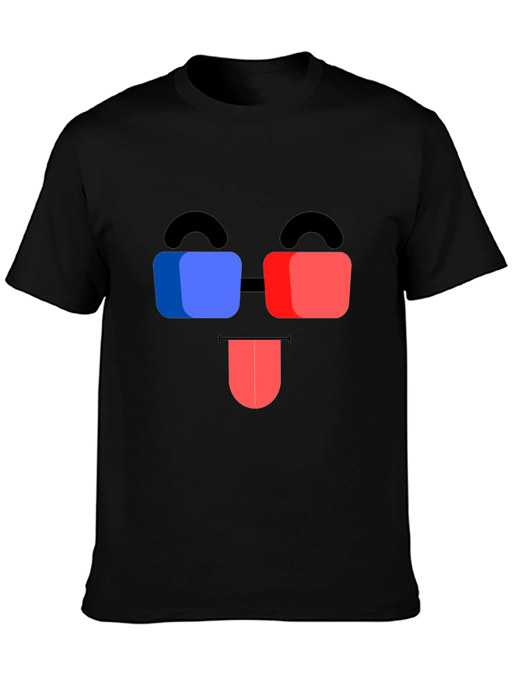Funny 3D Glasses Face Black T-Shirt