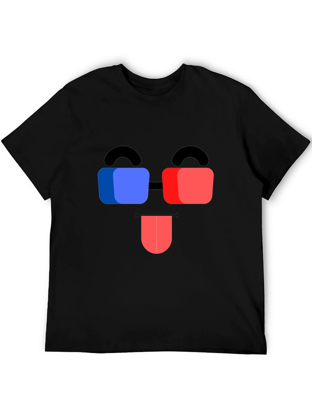 Funny 3D Glasses Face Black T-Shirt