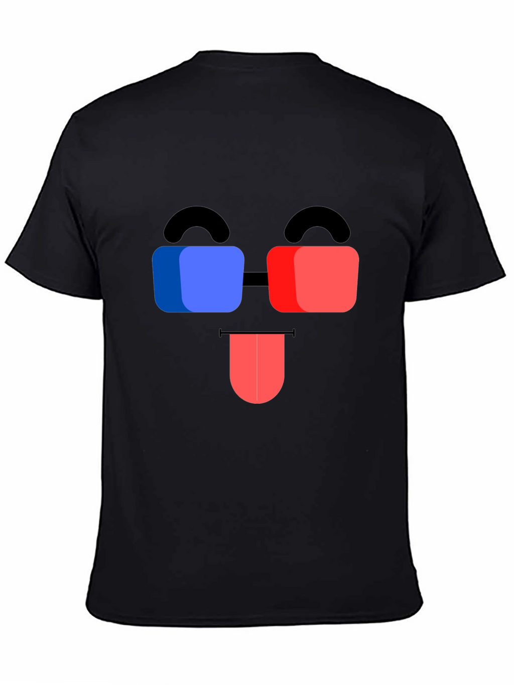 Funny 3D Glasses Face Black T-Shirt