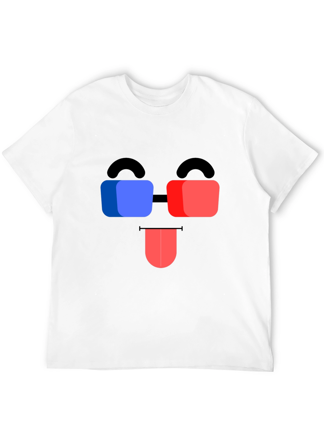 Funny 3D Glasses Face Black T-Shirt