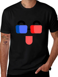 Funny 3D Glasses Face Black T-Shirt