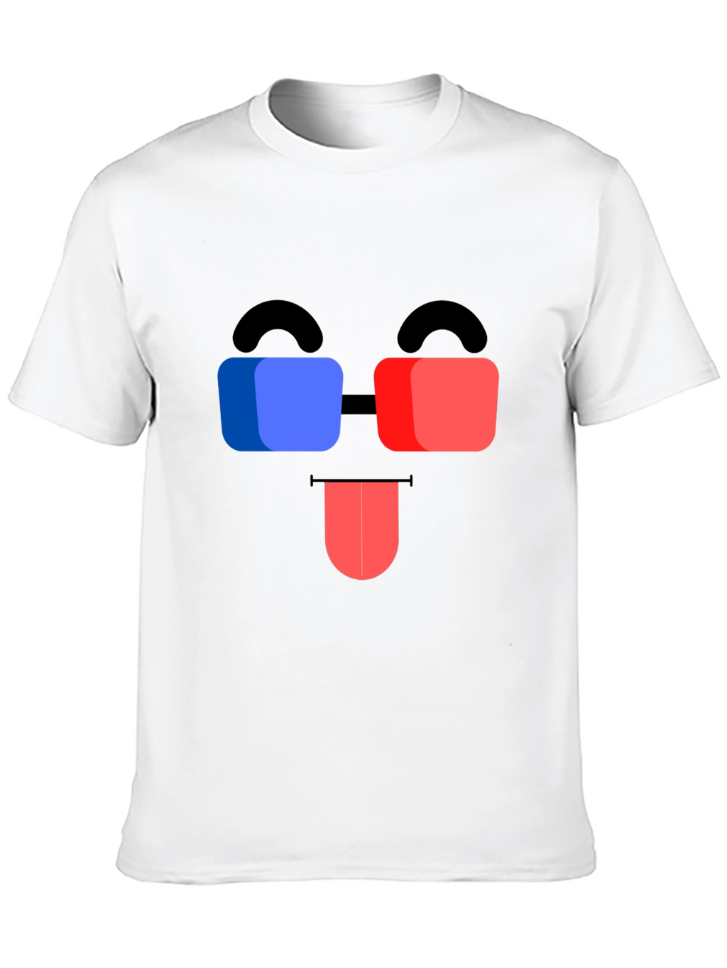 Funny 3D Glasses Face Black T-Shirt