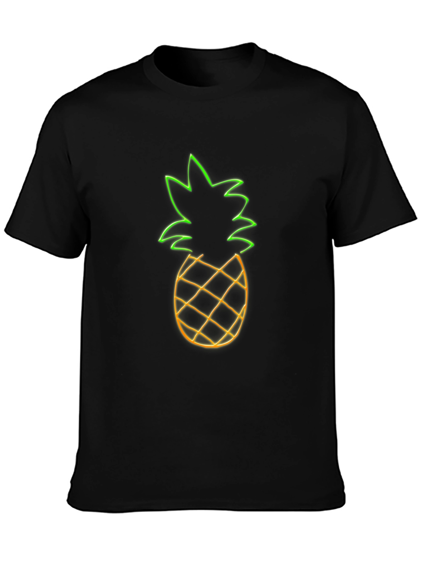 Neon Pineapple Graphic Tee - Black