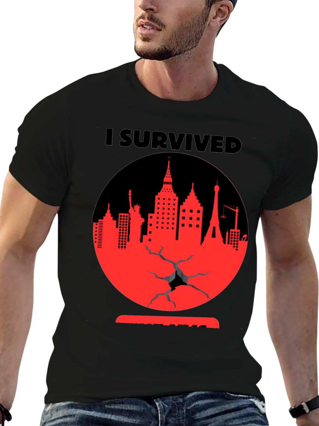 I Survived Cityscape Graphic Tee - Black
