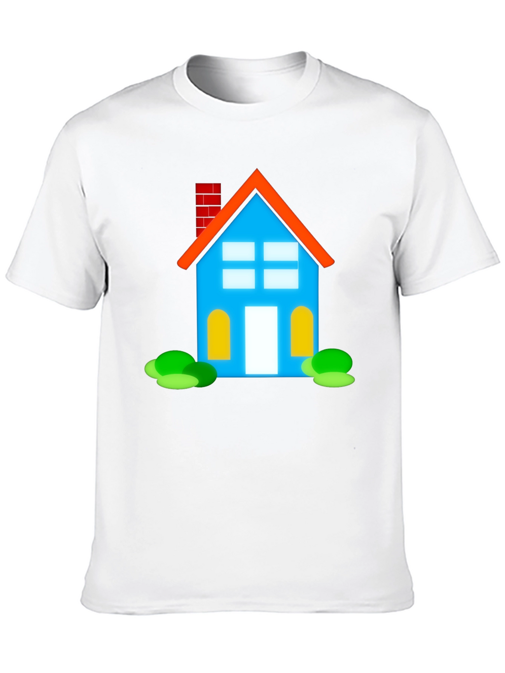 Cartoon House Graphic Tee - Black Cotton Casual Shirt