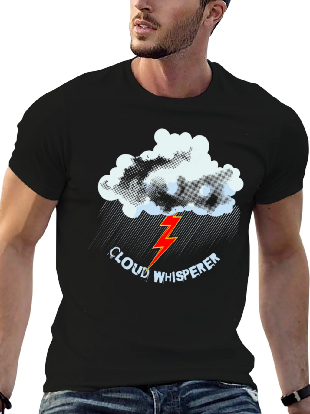 Cloud Whisperer Graphic Tee - Black Cotton
