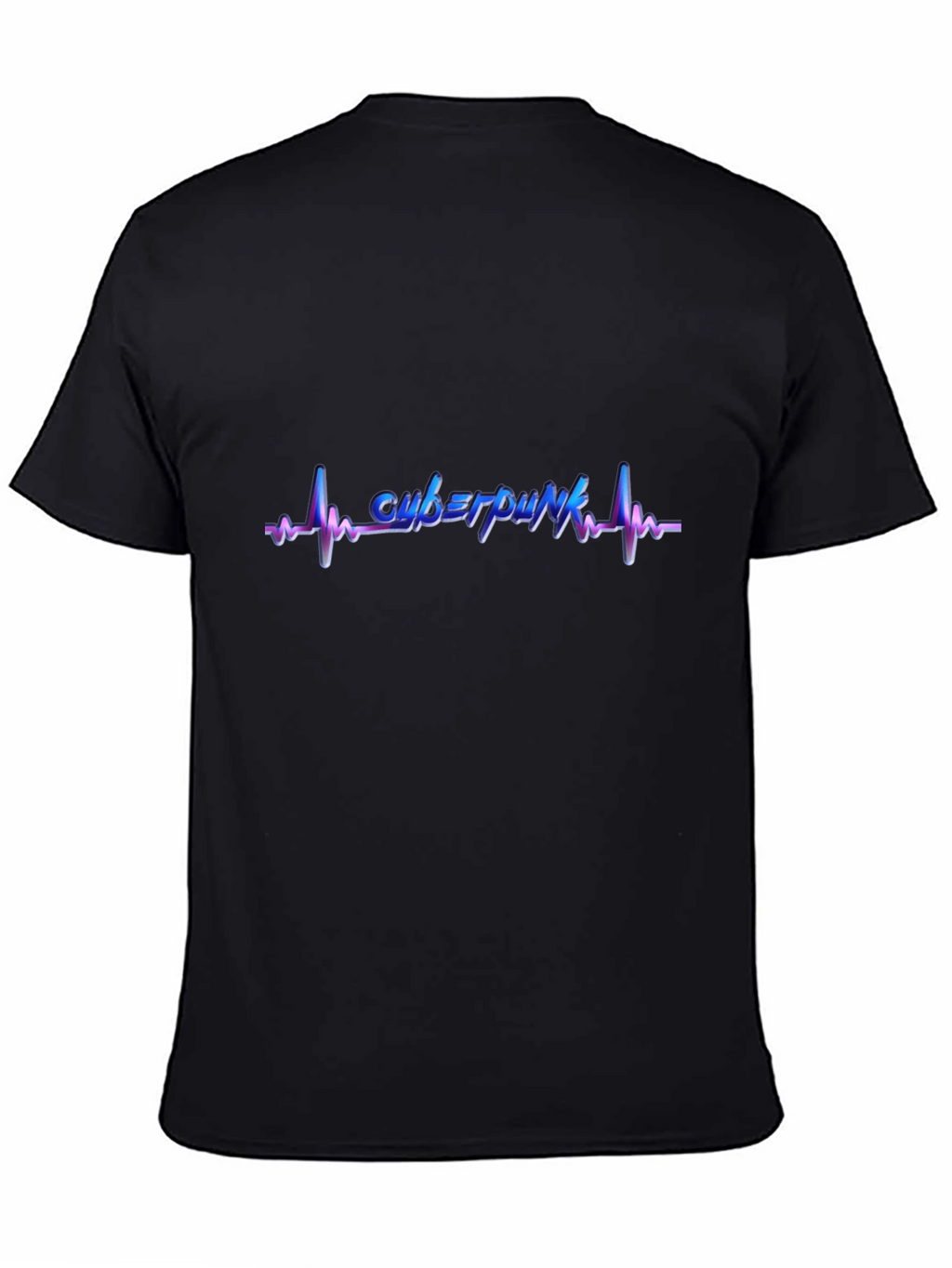 Cyberpunk Heartbeat Graphic Tee - Black Cotton Blend