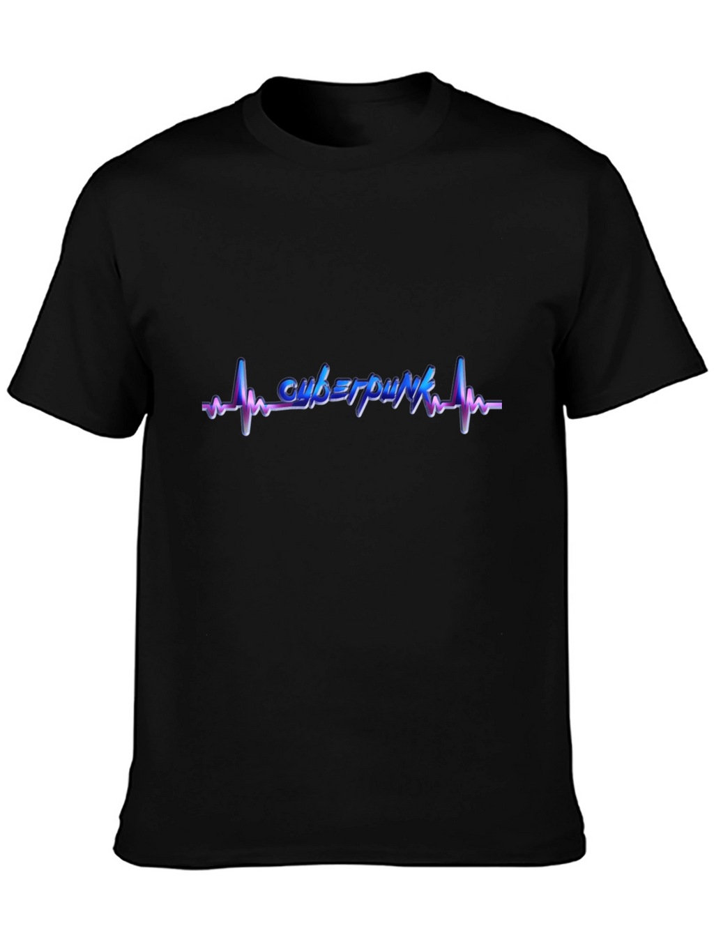 Cyberpunk Heartbeat Graphic Tee - Black Cotton Blend