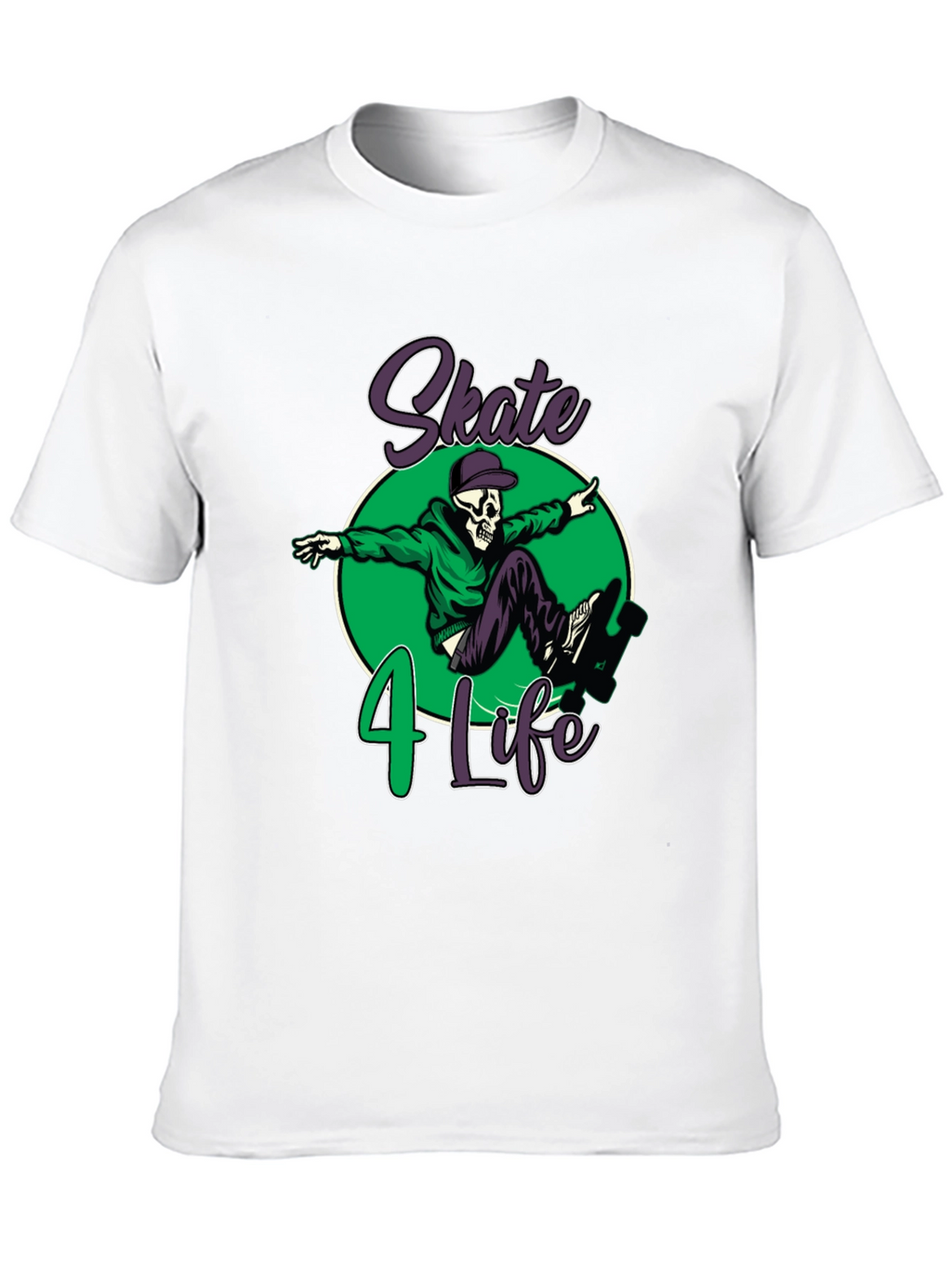 Skate 4 Life T-Shirt: Skull Skateboard Design