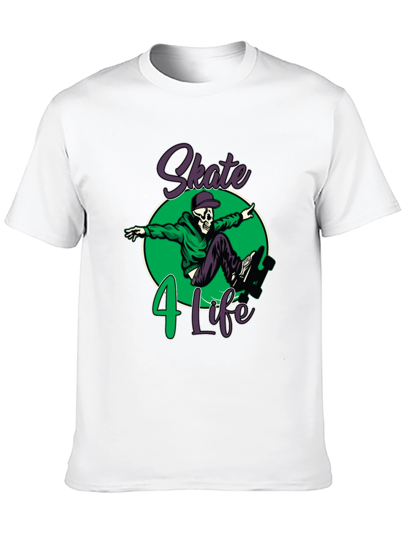 Skate 4 Life T-Shirt: Skull Skateboard Design