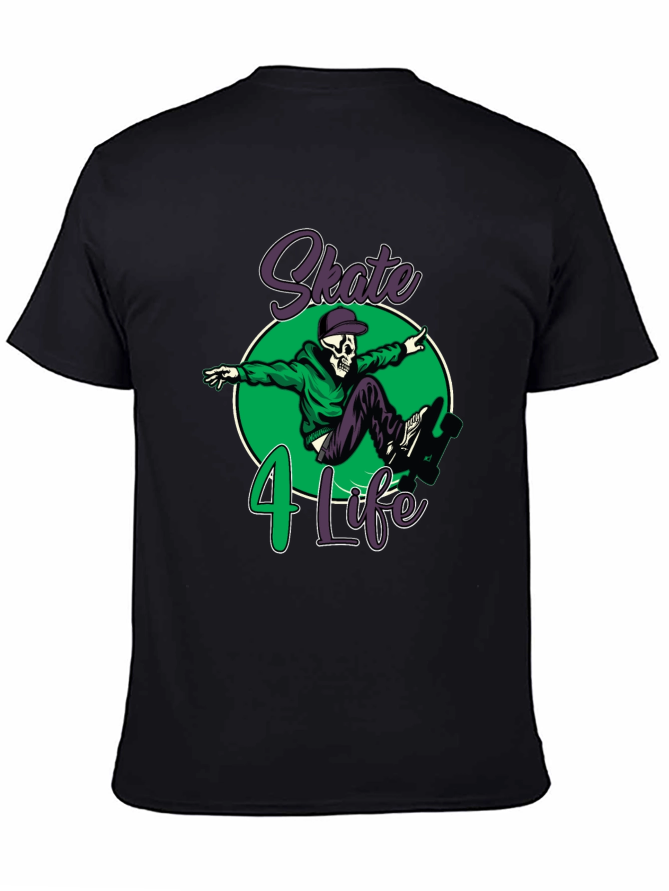 Skate 4 Life T-Shirt: Skull Skateboard Design