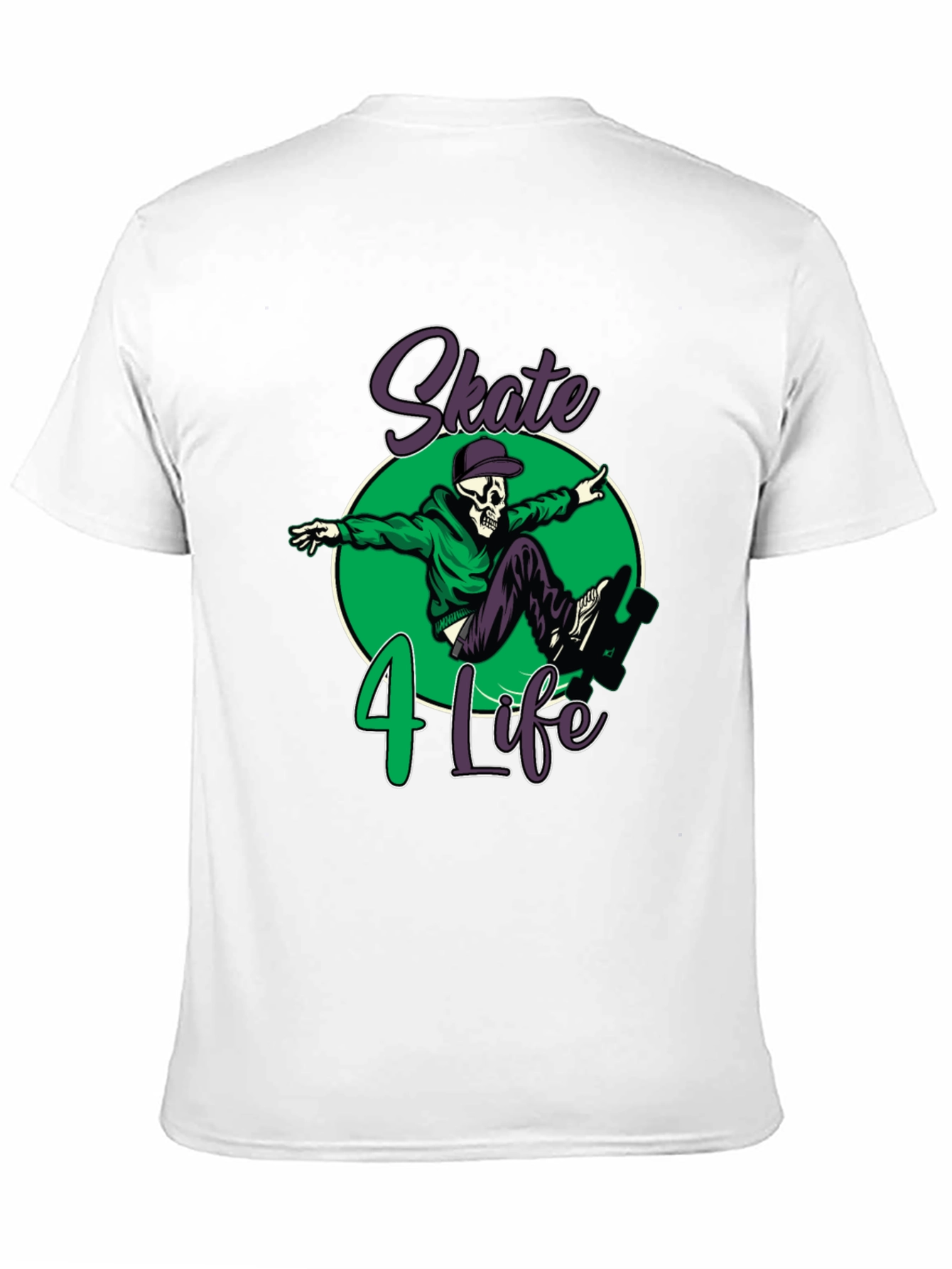 Skate 4 Life T-Shirt: Skull Skateboard Design