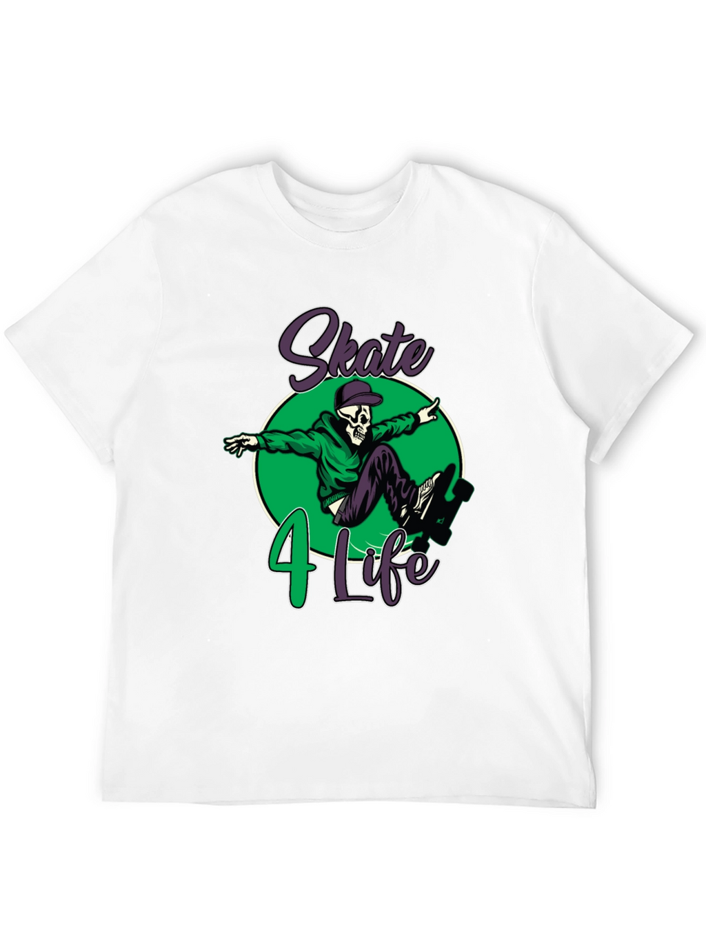 Skate 4 Life T-Shirt: Skull Skateboard Design