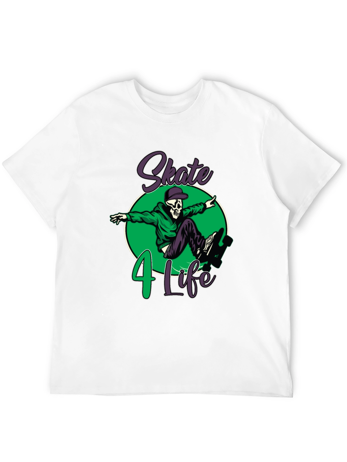Skate 4 Life T-Shirt: Skull Skateboard Design