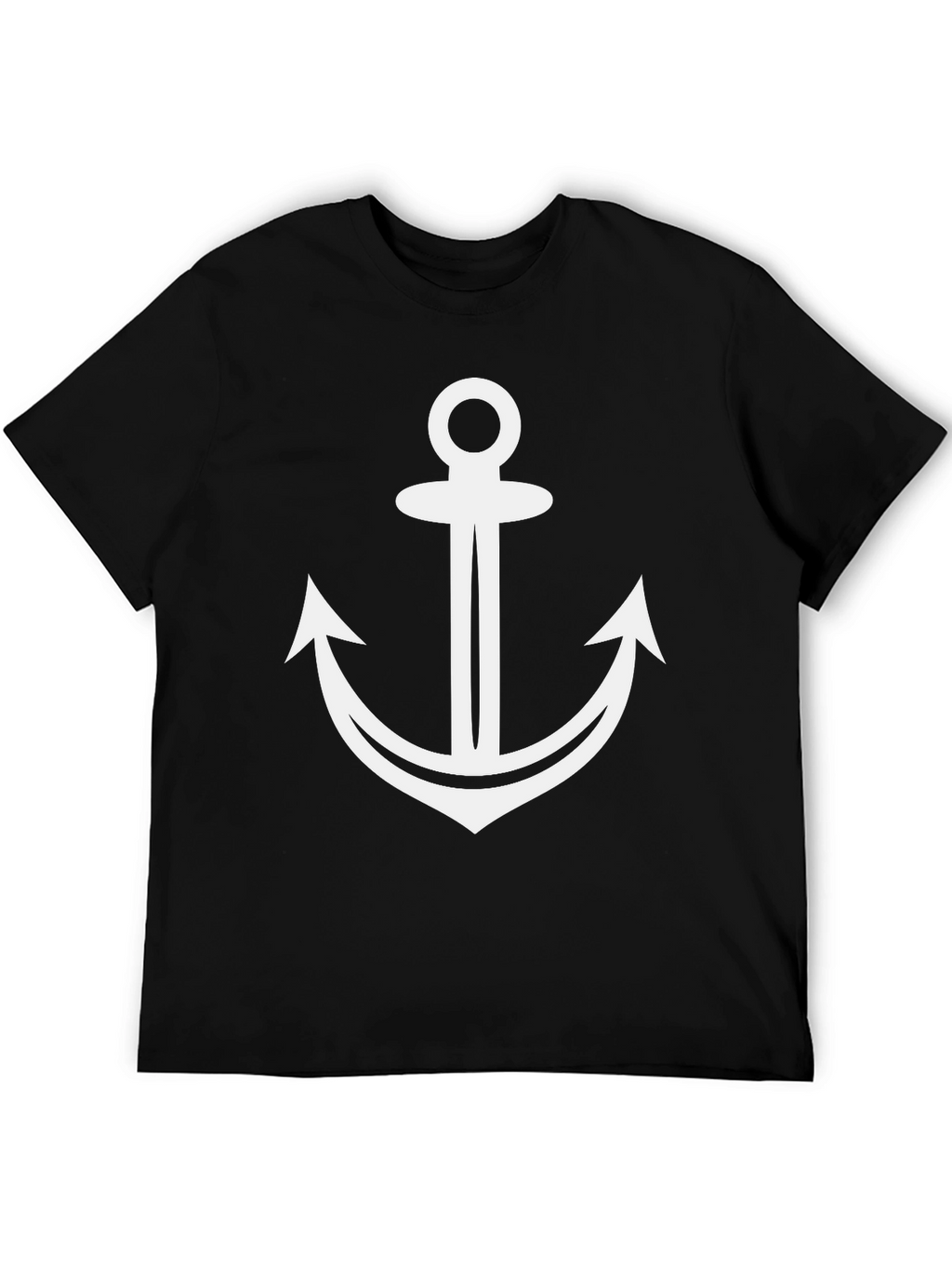 Nautical Anchor Graphic Tee - Black Cotton T-Shirt