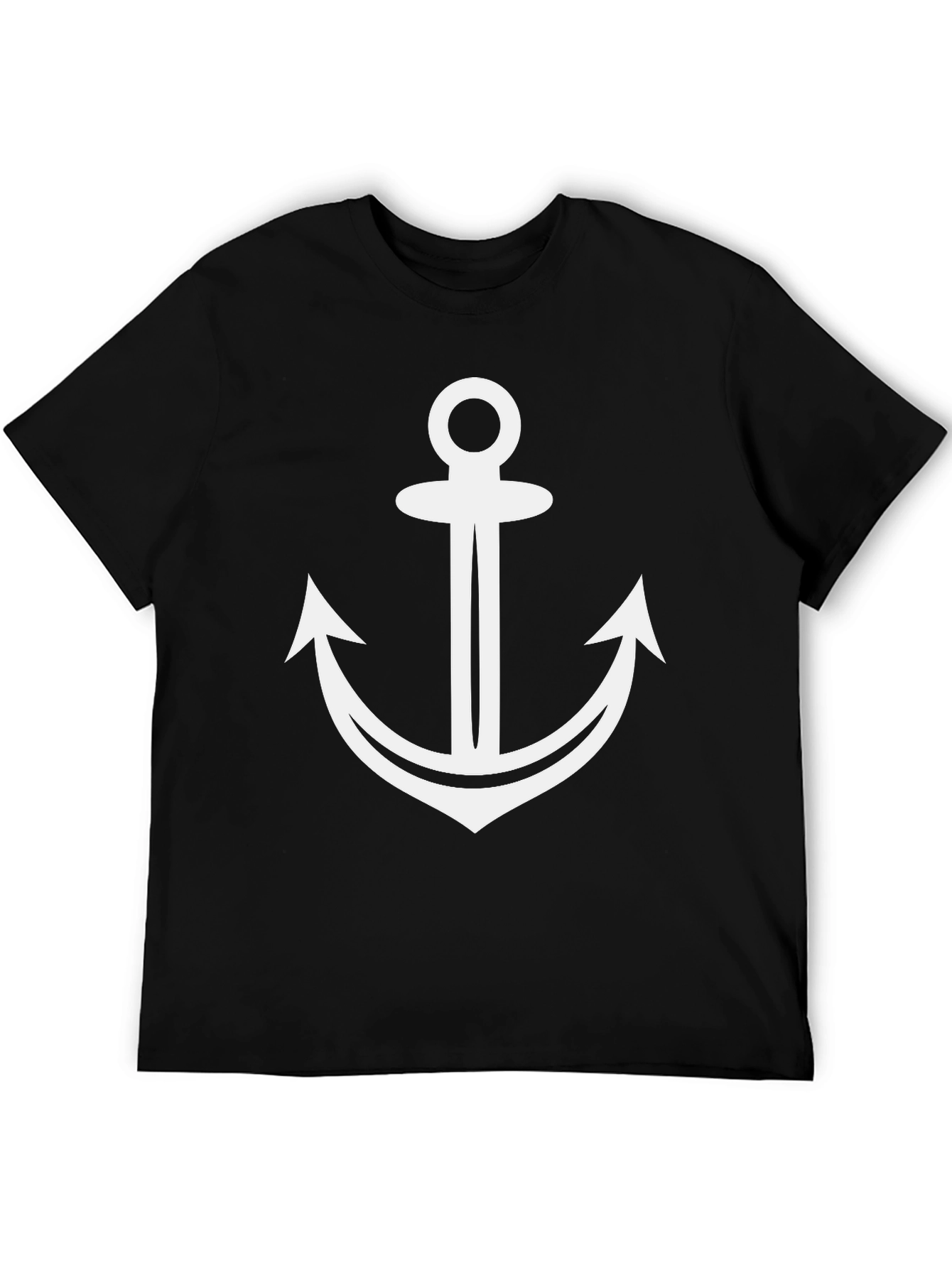 Nautical Anchor Graphic Tee - Black Cotton T-Shirt