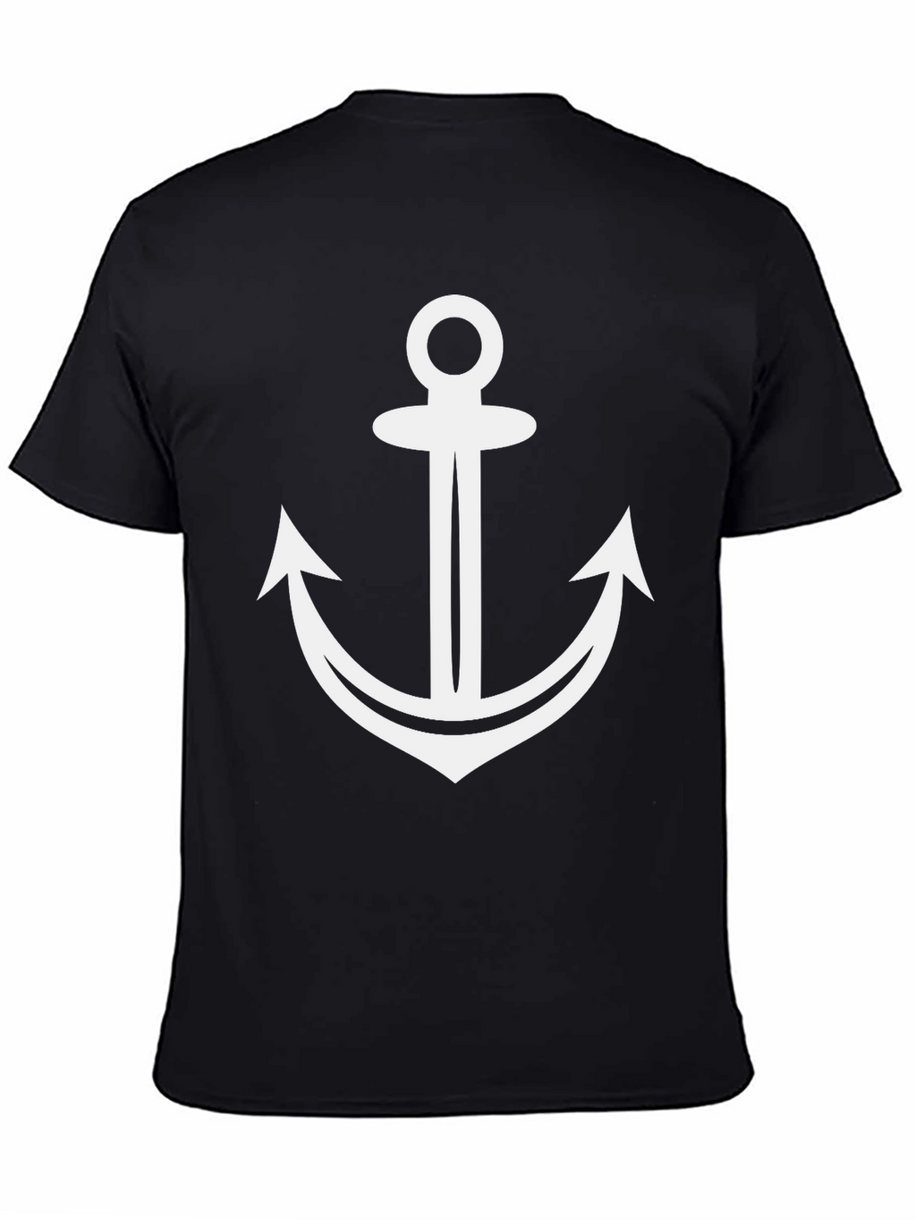 Nautical Anchor Graphic Tee - Black Cotton T-Shirt