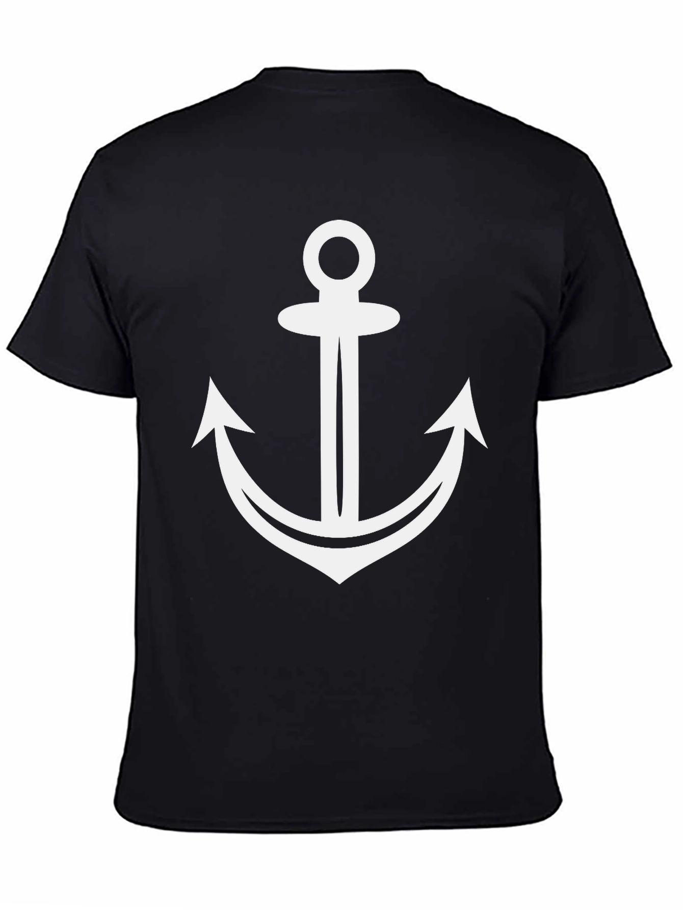 Nautical Anchor Graphic Tee - Black Cotton T-Shirt