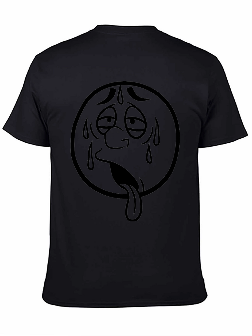 Sweaty Face Emoji Graphic T-Shirt - Black