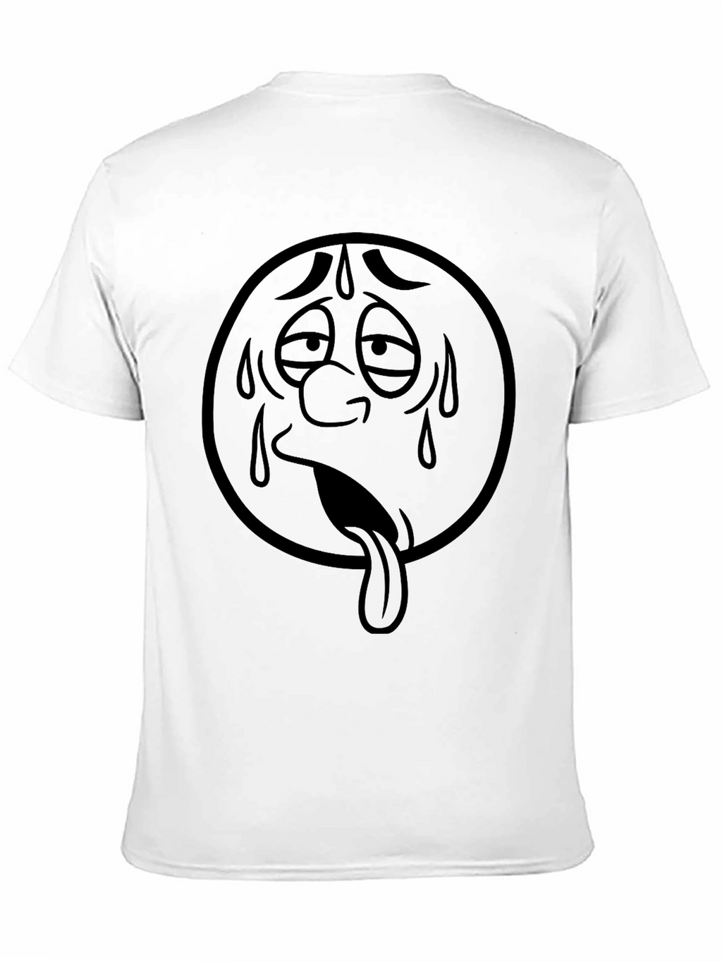 Sweaty Face Emoji Graphic T-Shirt - Black