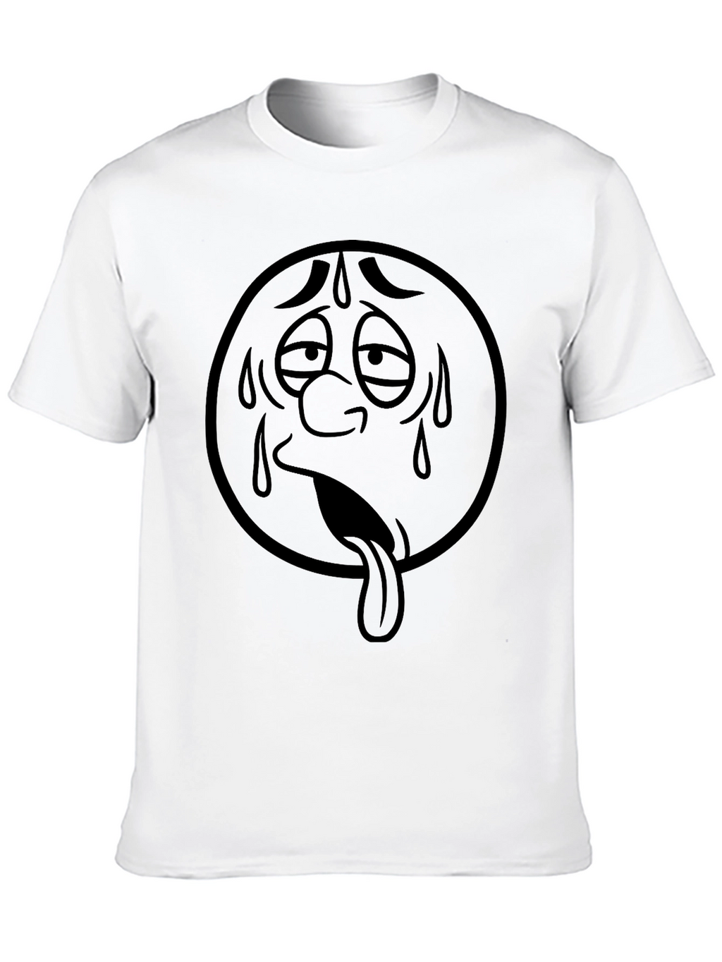 Sweaty Face Emoji Graphic T-Shirt - Black