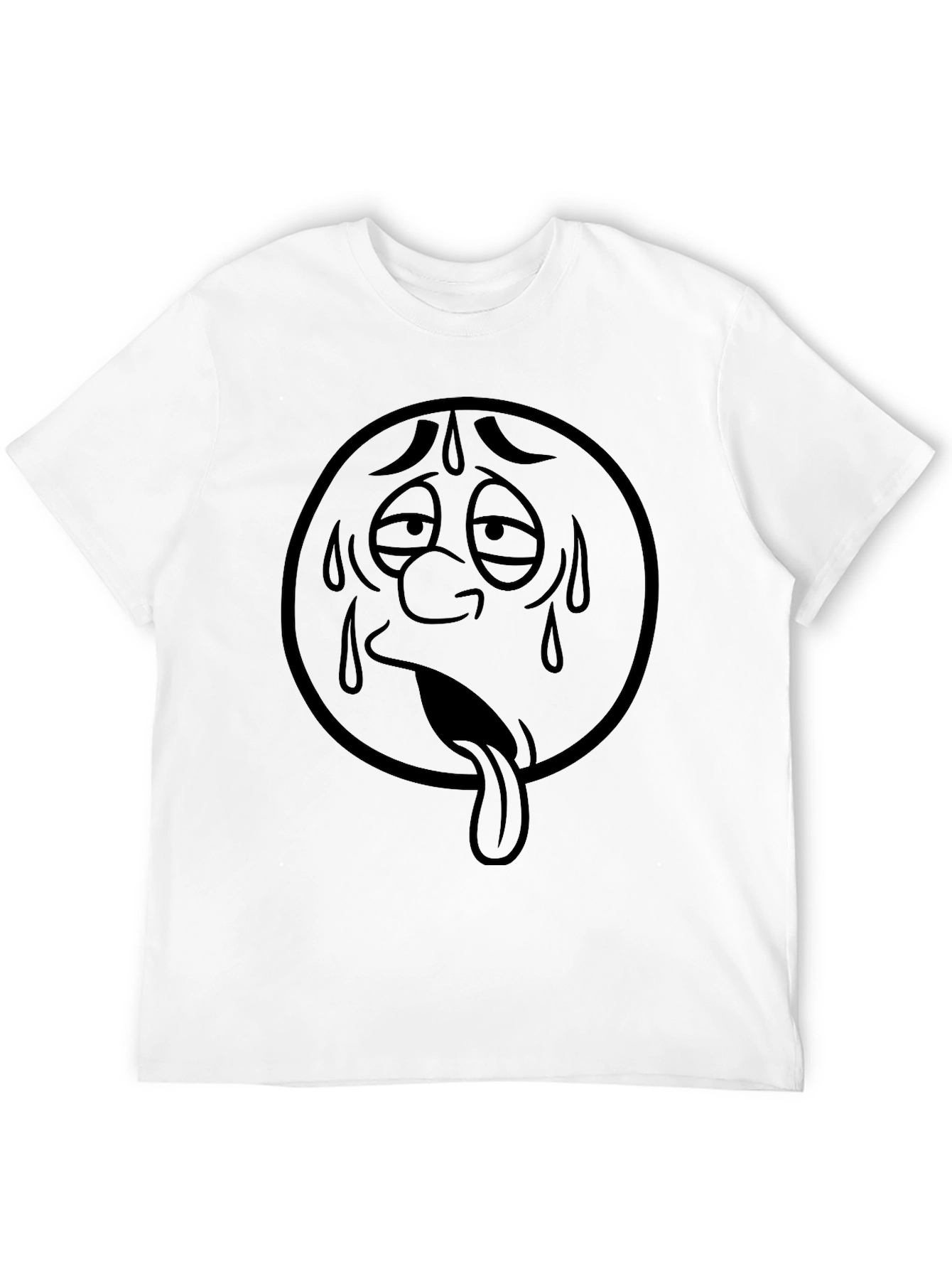 Sweaty Face Emoji Graphic T-Shirt - Black