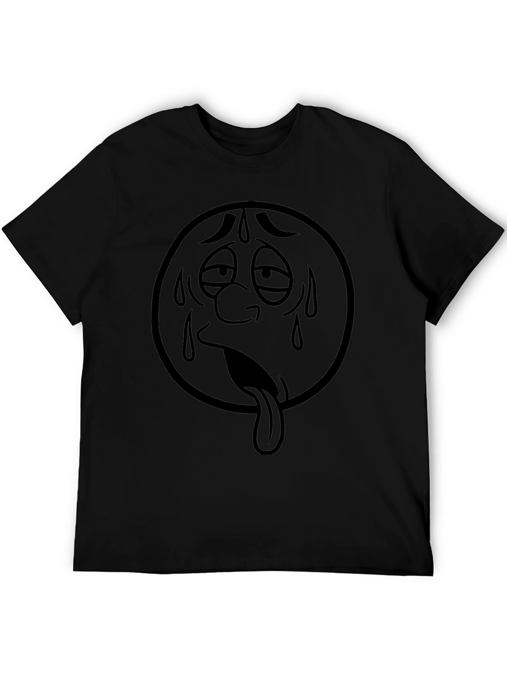 Sweaty Face Emoji Graphic T-Shirt - Black