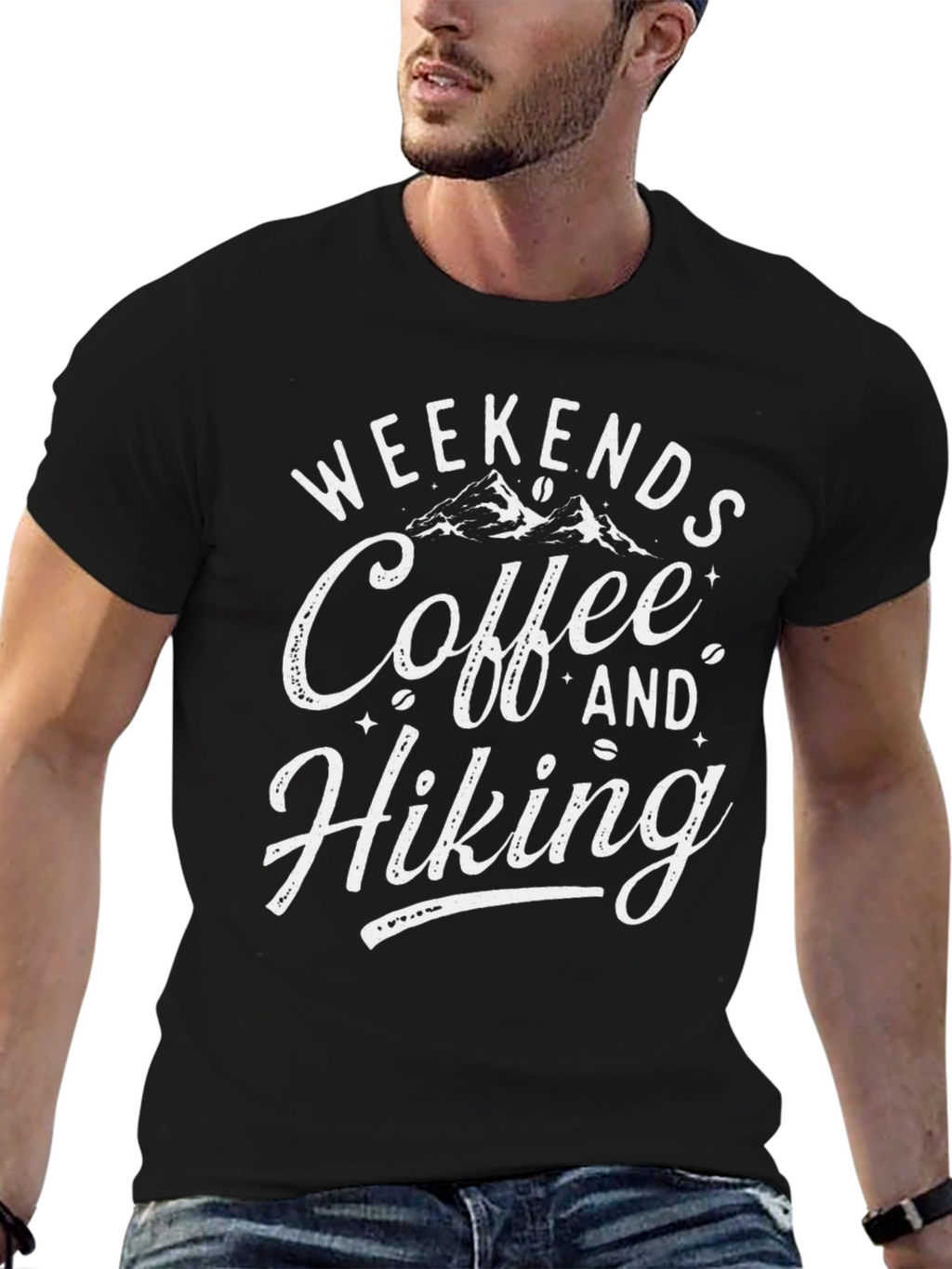 Weekends Coffee and Hiking Black T-Shirt