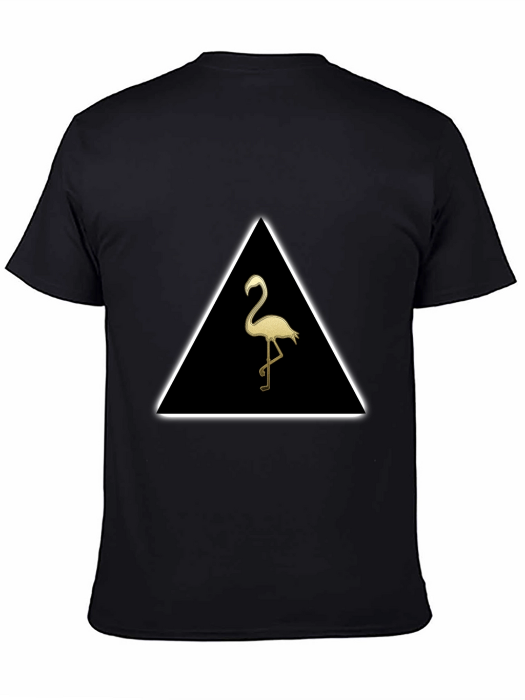 Triangle Flamingo Graphic Tee - Stylish Black T-Shirt