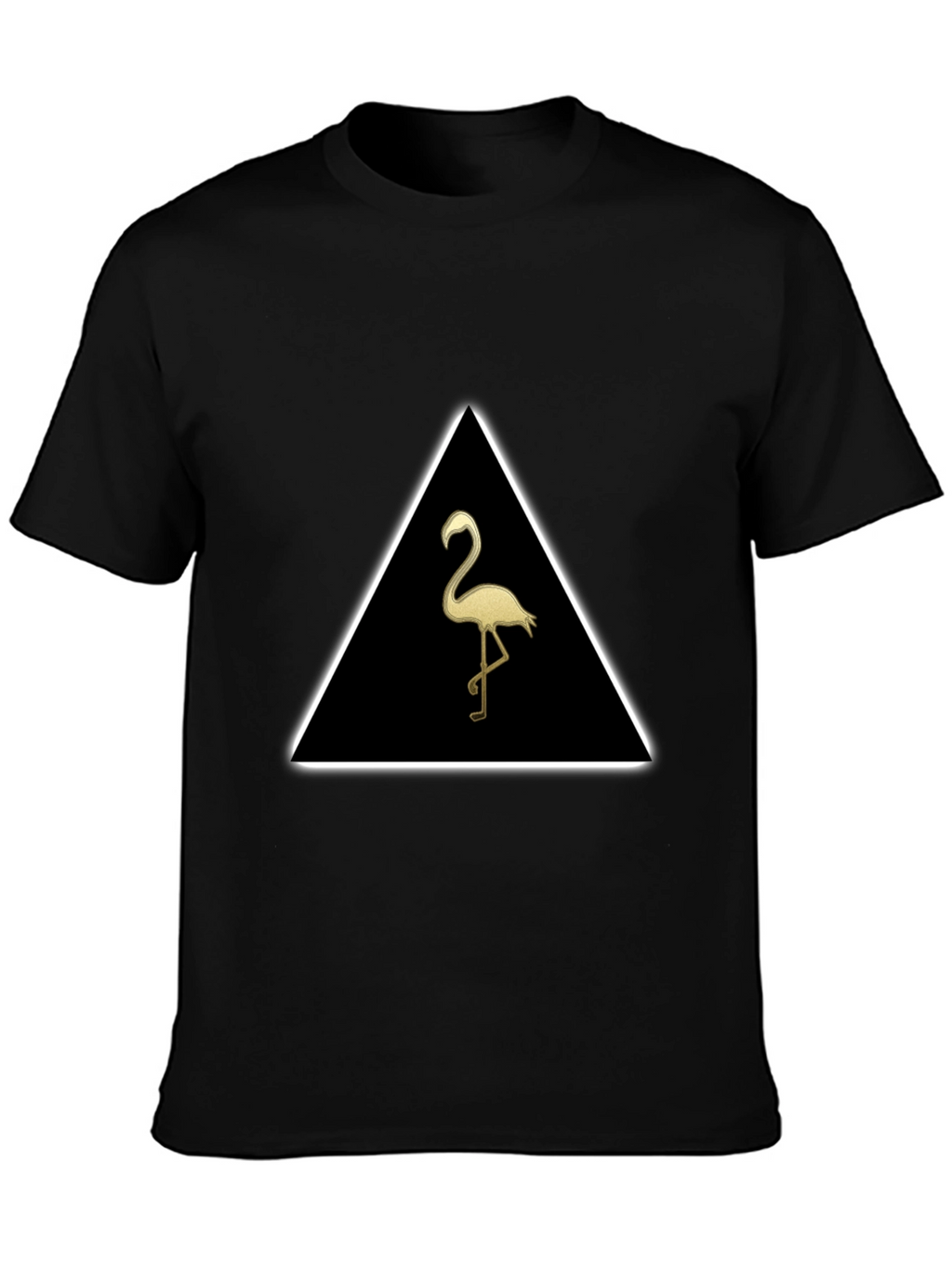 Triangle Flamingo Graphic Tee - Stylish Black T-Shirt