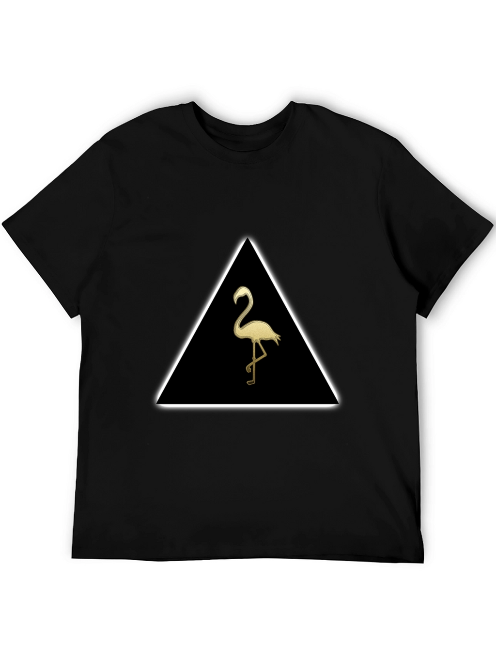 Triangle Flamingo Graphic Tee - Stylish Black T-Shirt