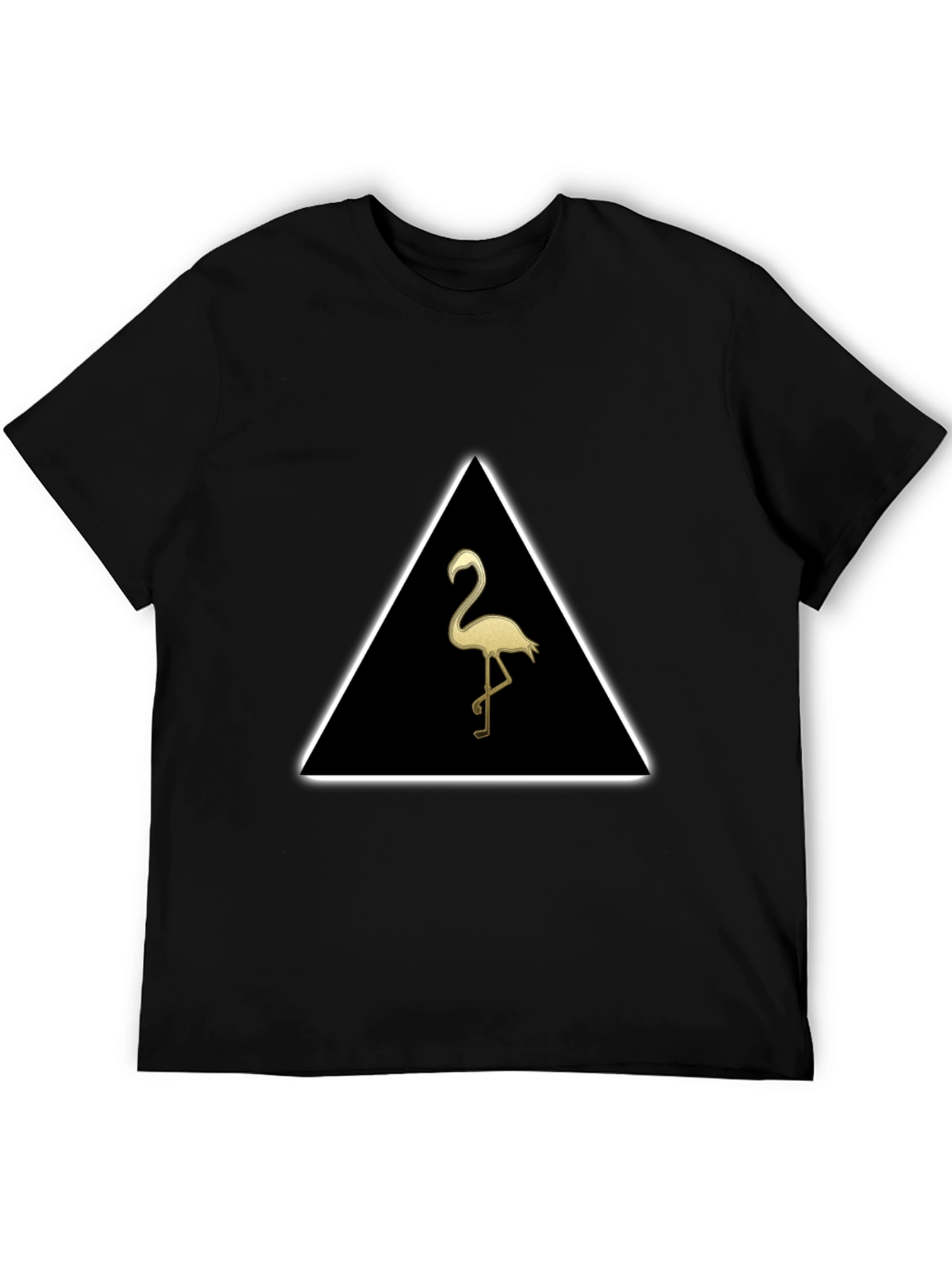 Triangle Flamingo Graphic Tee - Stylish Black T-Shirt