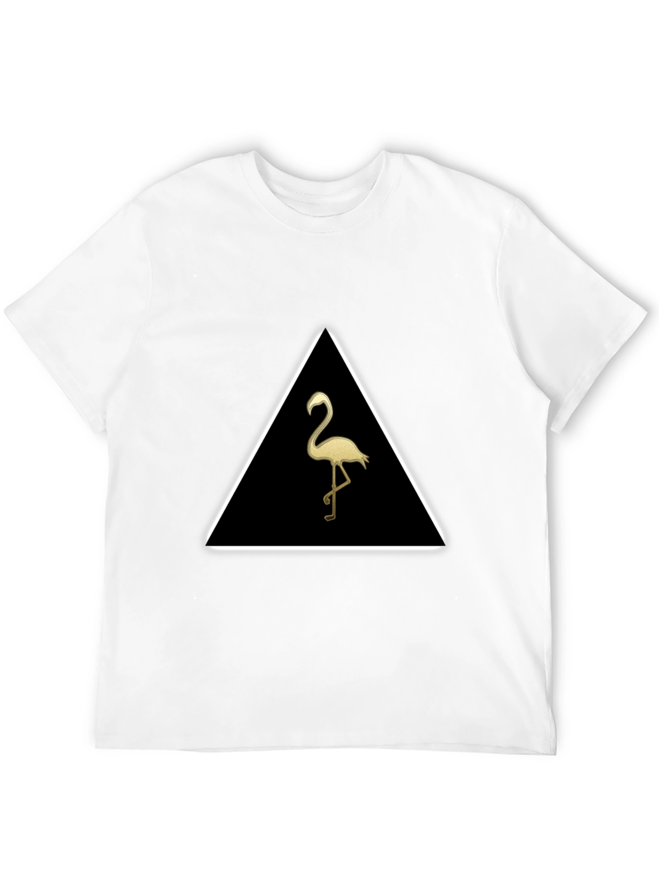 Triangle Flamingo Graphic Tee - Stylish Black T-Shirt