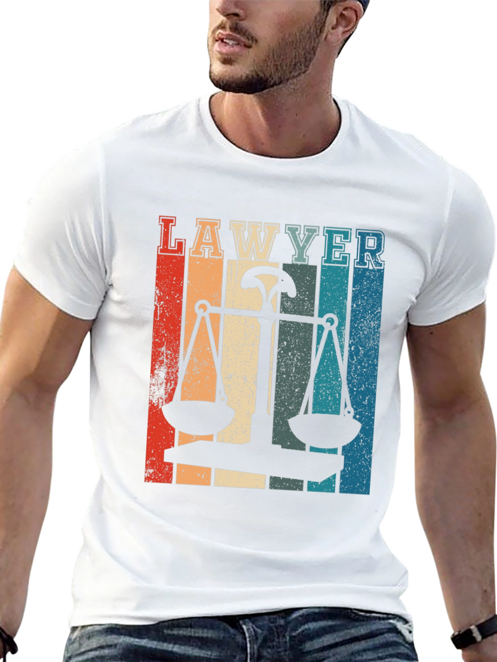 Lawyer Scales of Justice Retro Graphic Tee