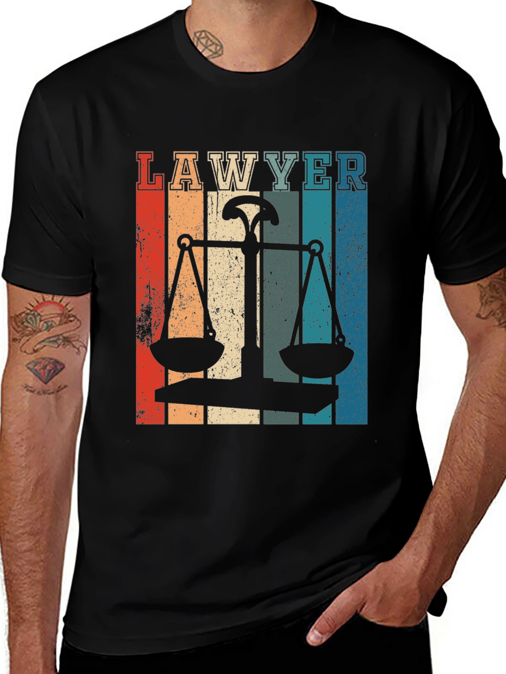 Lawyer Scales of Justice Retro Graphic Tee
