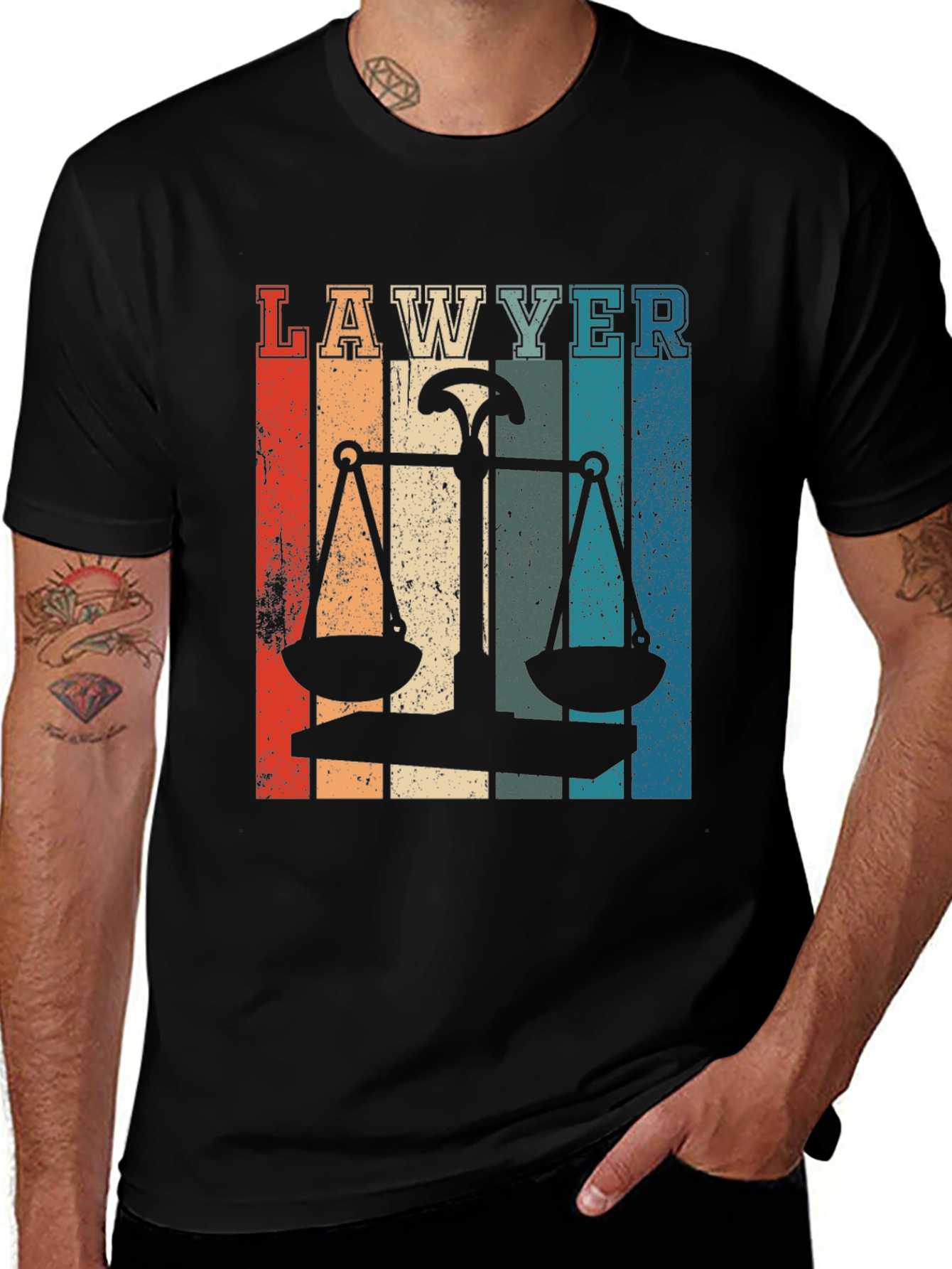 Lawyer Scales of Justice Retro Graphic Tee