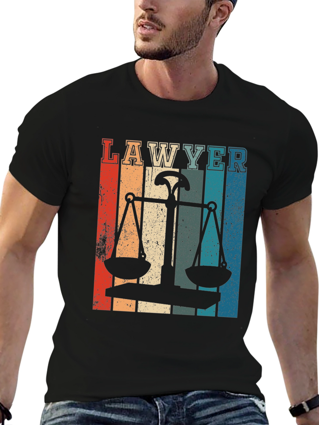 Lawyer Scales of Justice Retro Graphic Tee