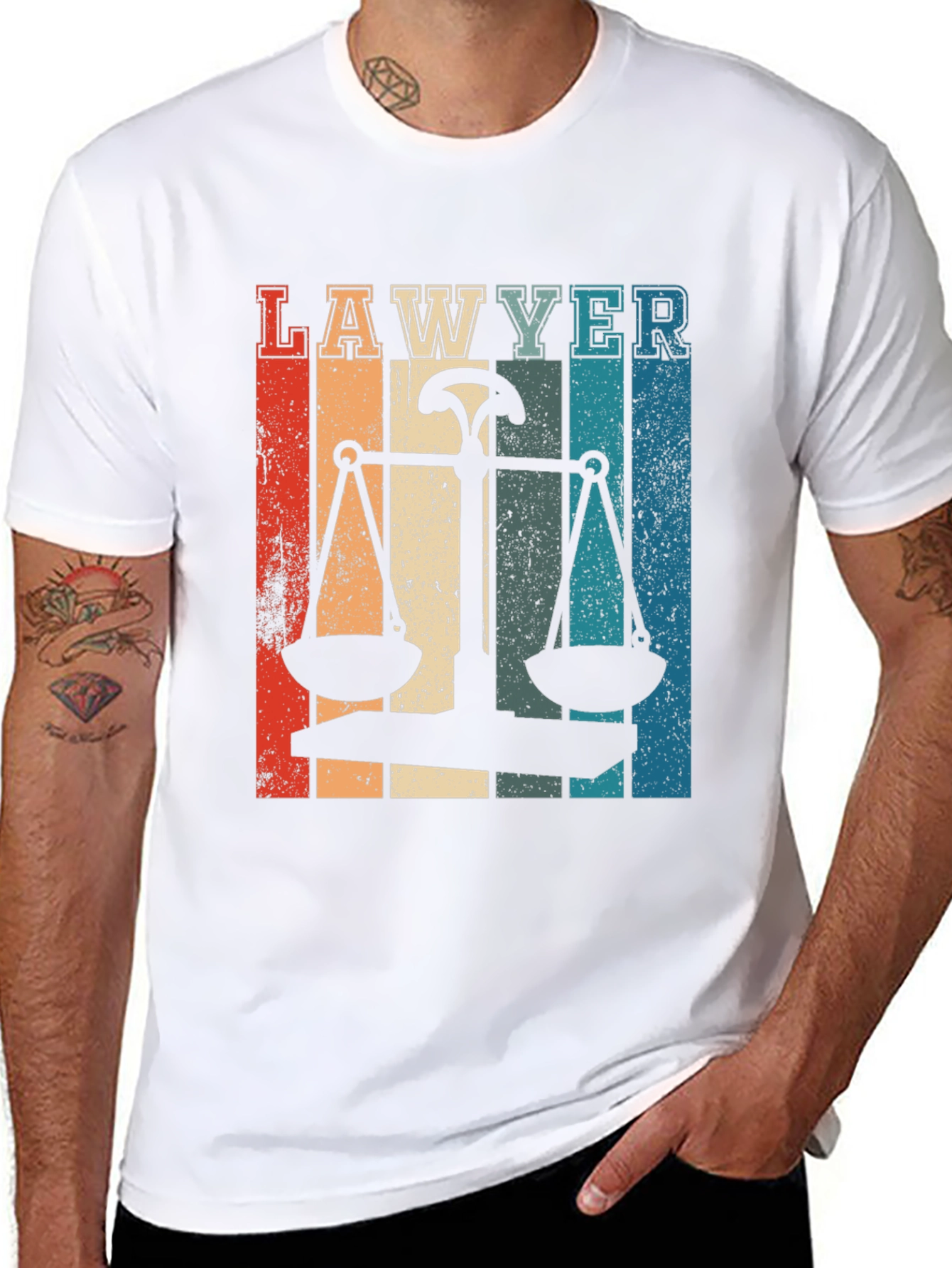 Lawyer Scales of Justice Retro Graphic Tee