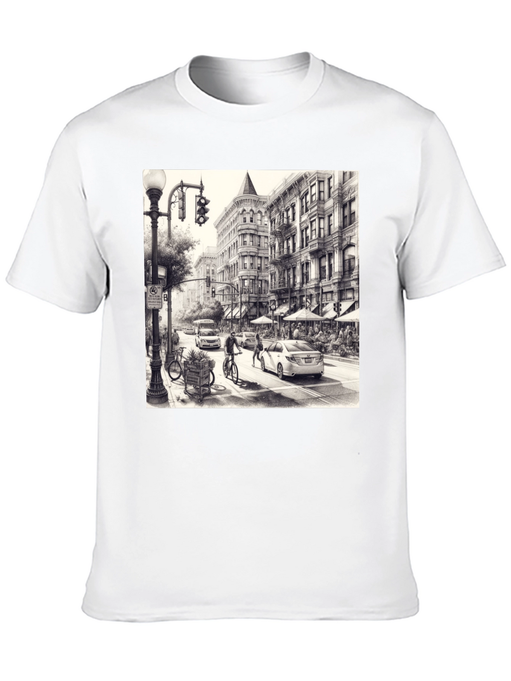Urban Sketch Tee - Black Cotton Graphic T-Shirt